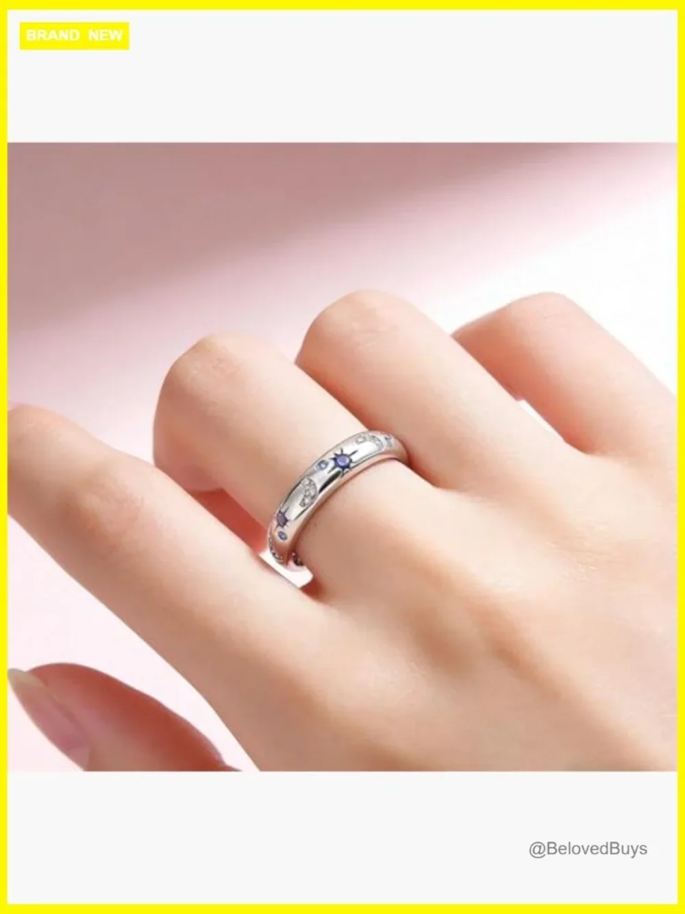 925 Sterling Silver Sun Moon Star Ring Eternity Stackable Size 5-10